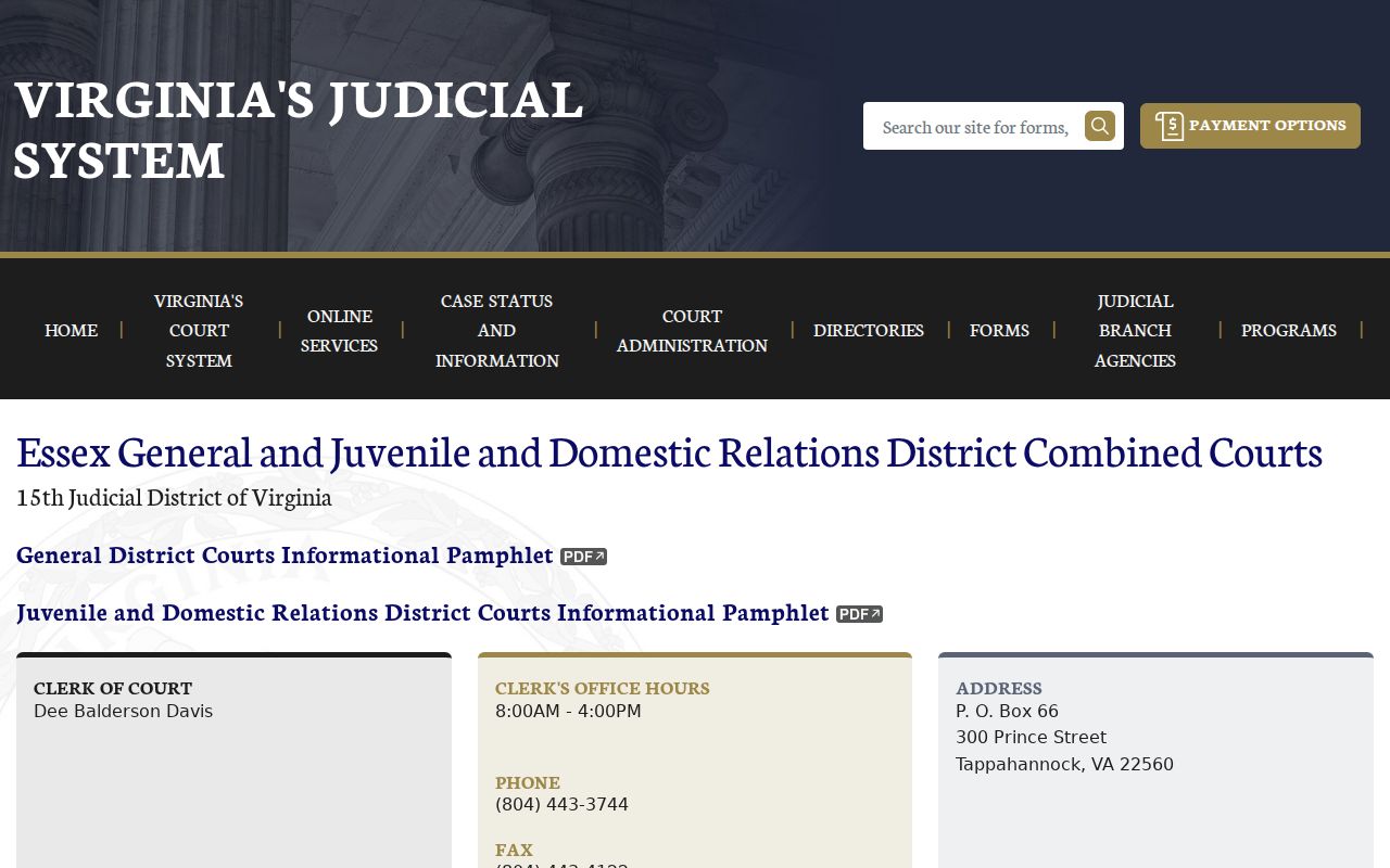 Essex County combined court building reference for warrant case routing