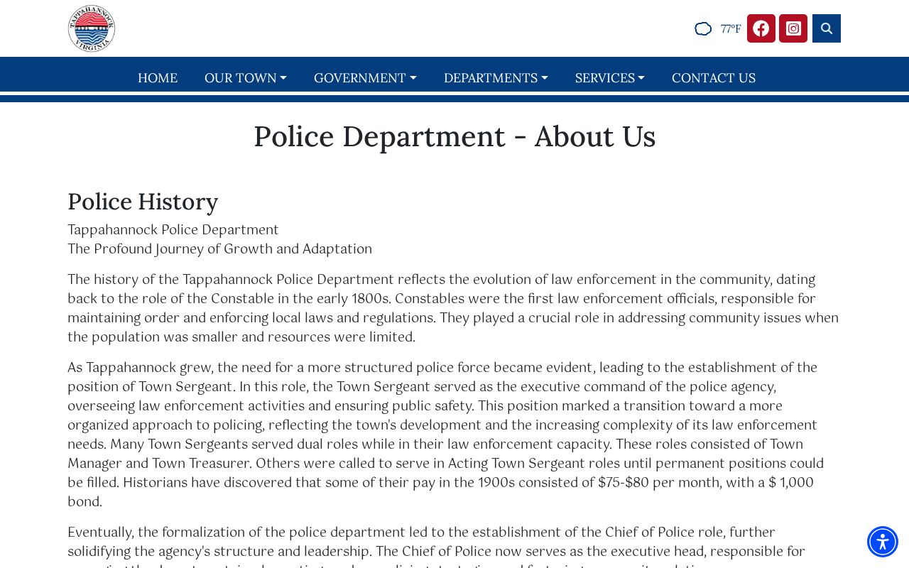 Tappahannock town page with local history and police department context