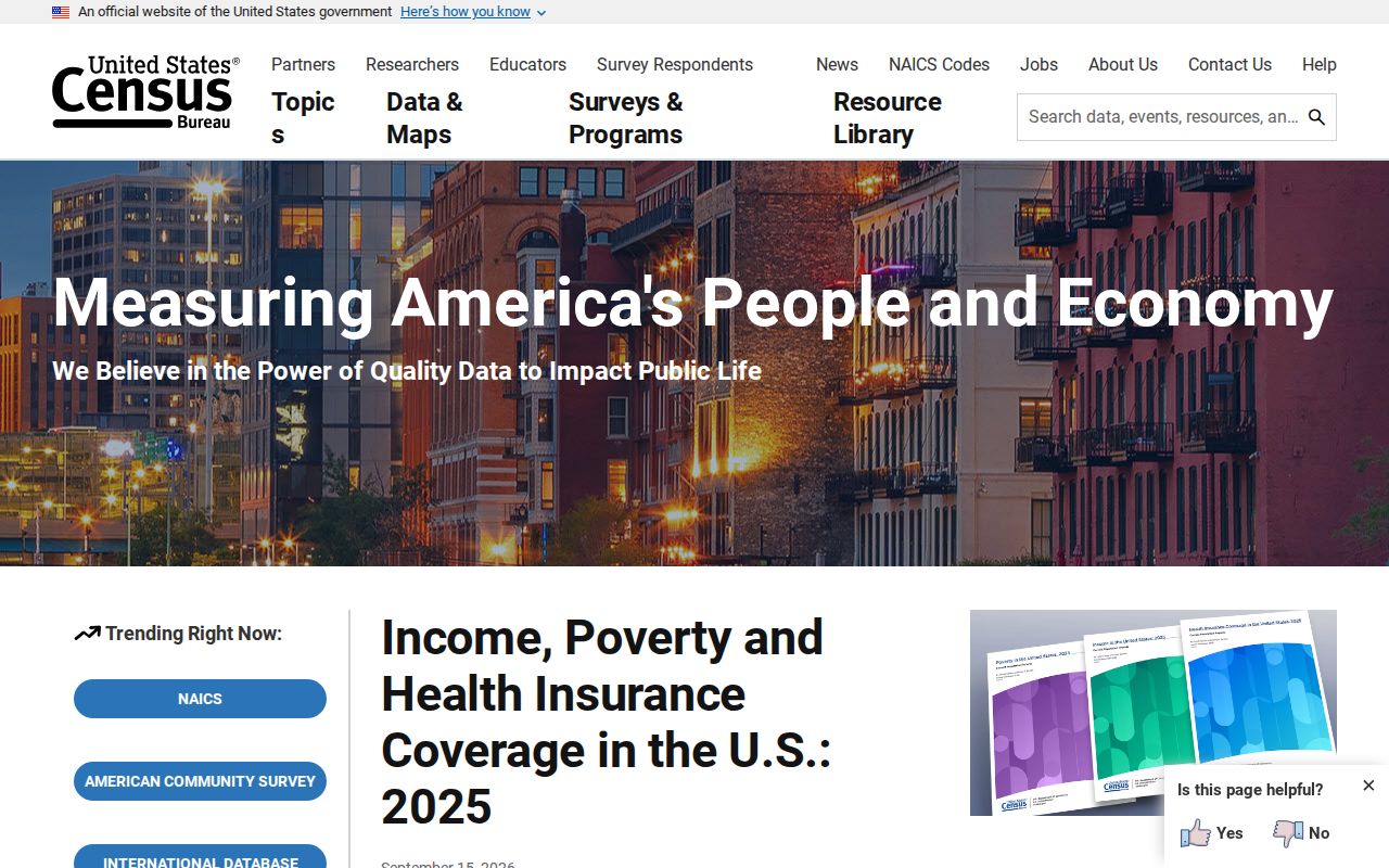 U.S. Census Bureau data portal for county and incorporated-place population sources